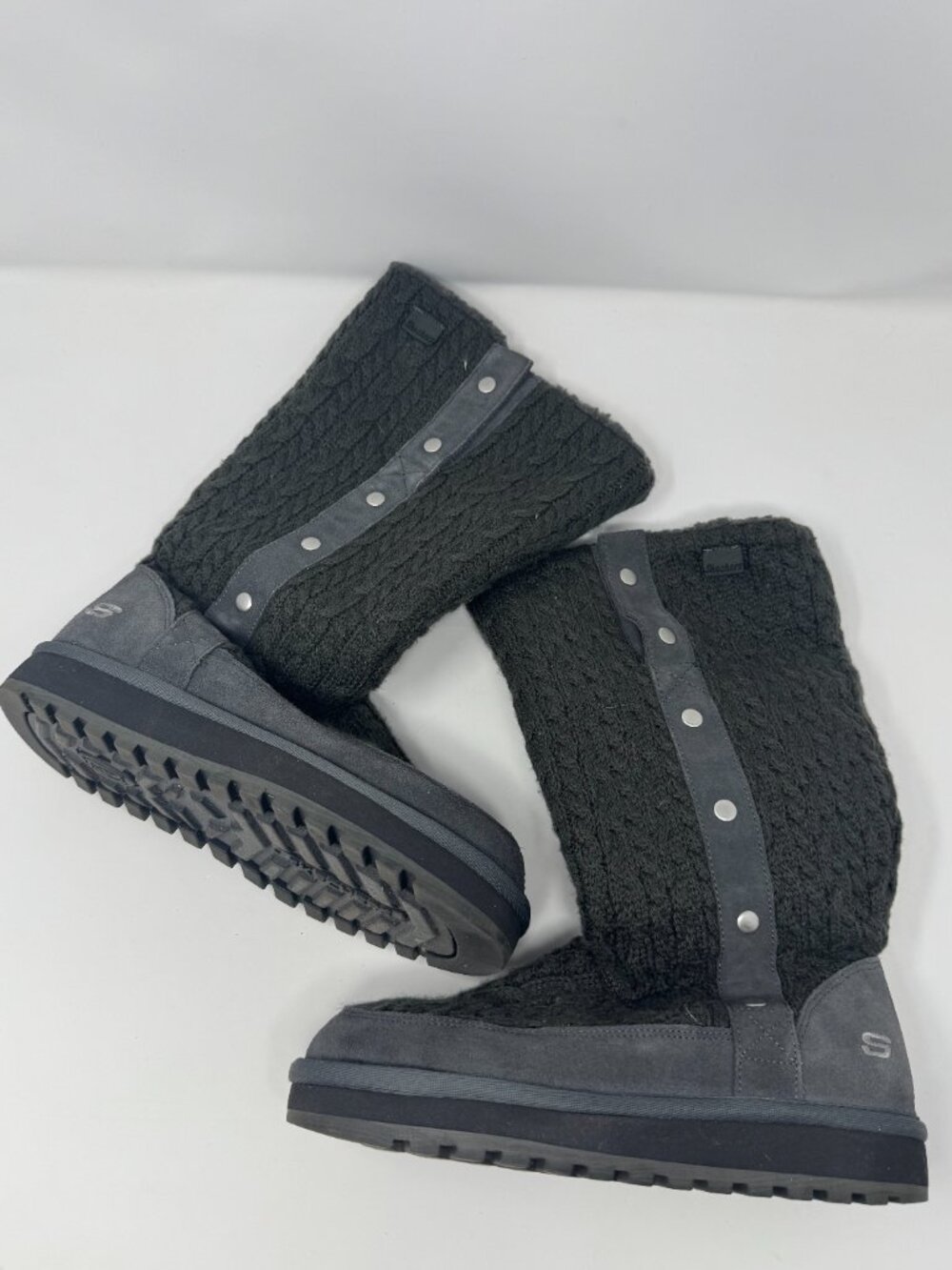 Skechers Keepsakes Freezing Temps Black Knit Tall Winter Boots Women’s Size 7